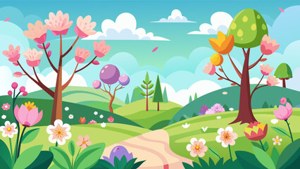Obraz premium spring-blooming-flowers vector illustration 