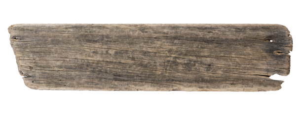 Sea drift wood plank isolated on transparent background. Template mockup