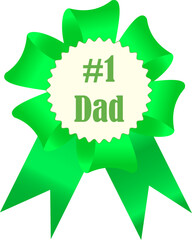 Green award ribbon for Number One Dad isolated on transparent background