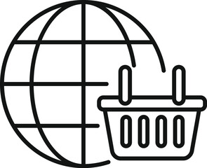 Global online store icon outline vector. Business customer service. Credit cash care