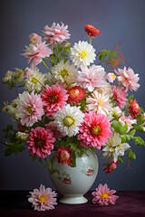 Artistic Floral Arrangement in a Vase - an Array of Colors and Fragrant Beauty