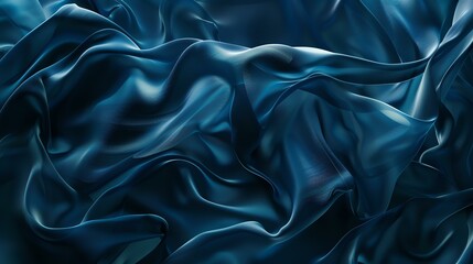 Abstract 3D rendering of a blue silk-like fabric with a soft and elegant look.