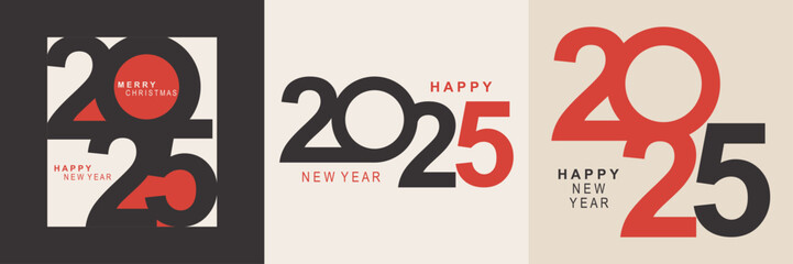 2025 typography design concept. Happy new year 2025 cover design with stylish and nice colors for banners, posters and greetings.	

