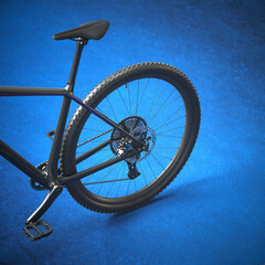 Sleek Modern Bicycle Positioned Against Vibrant Blue Textured Background