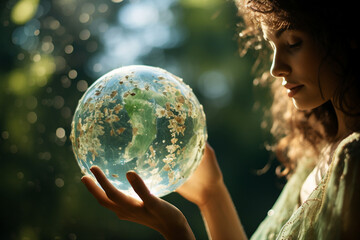 Naklejka premium Celebration of Earth Day Generative AI picture green planet beautiful nature in danger AI pic