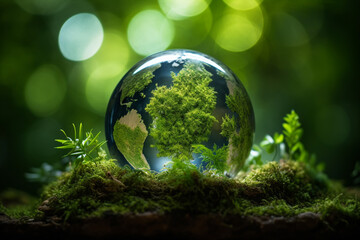 Celebration of Earth Day Generative AI picture green planet beautiful nature in danger AI pic - obrazy, fototapety, plakaty