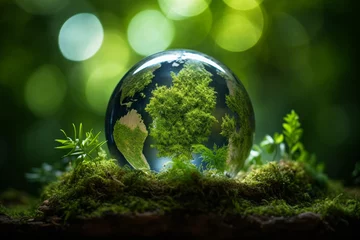 Tuinposter Celebration of Earth Day Generative AI picture green planet beautiful nature in danger AI pic © Tetiana