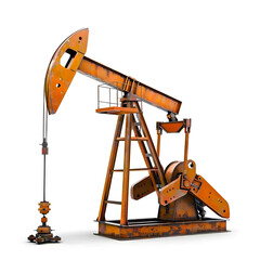 Orange Oil Pumpjack Isolated on White Background for Industrial Energy Concept