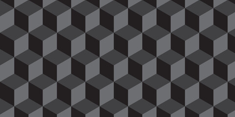 Black and gray background from cubes and lines. Geometric seamless pattern cube. Cubes mosaic shape vector design.