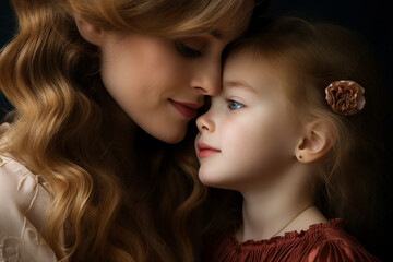 Obraz premium Lovable little child with his her mom dad happy family mother father day celebration Generative AI