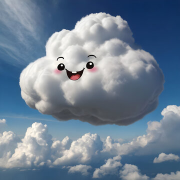 Happy puffy cloud on sky