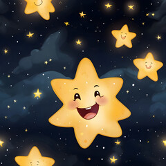 Happy star in the night sky