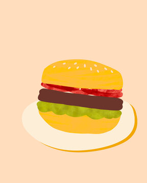 Fast food beef burger illustration
