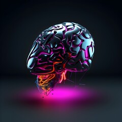 Futuristic Neon Lowpoly Brain: A Visionary Illumination of Inner Workings