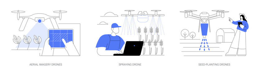 Agricultural drones isolated cartoon vector illustrations se