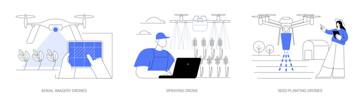 Agricultural drones isolated cartoon vector illustrations se