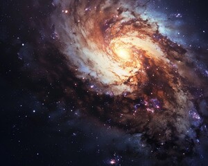 Galaxy swirling in night sky, wide shot, cosmic wonder, star-studded, clean sharp focus,