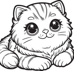 Obraz premium cartoon, vector, animal, cat, illustration, coloring, drawing, funny, line, fun, coloring book, children, sketch, pet, cute, lion, art, kitten, love, character, baby, outline, smile, design, comic,bla