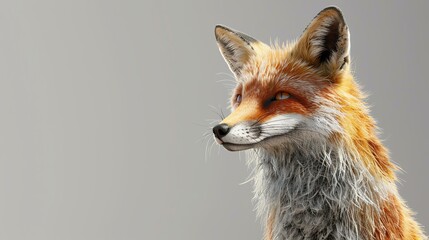 A beautiful red fox in all its glory. It is standing in a field of green grass, looking off into the distance. - Powered by Adobe