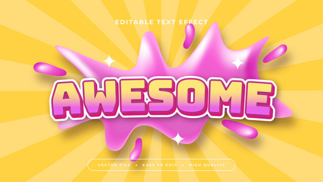 Pink and yellow awesome 3d editable text effect - font style