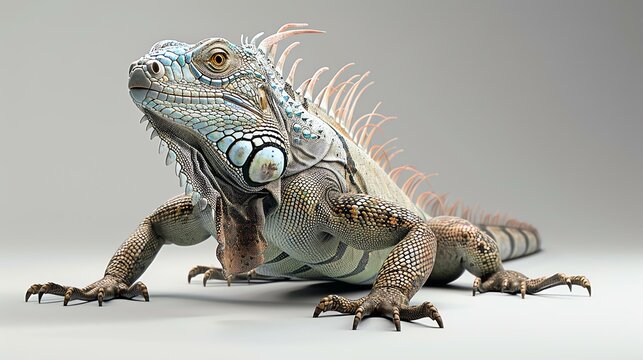 A green iguana is a large, arboreal lizard native to Central and South America. It is a popular pet and is often kept in terrariums.