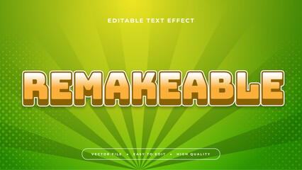 Orange white and green remakeable 3d editable text effect - font style - obrazy, fototapety, plakaty