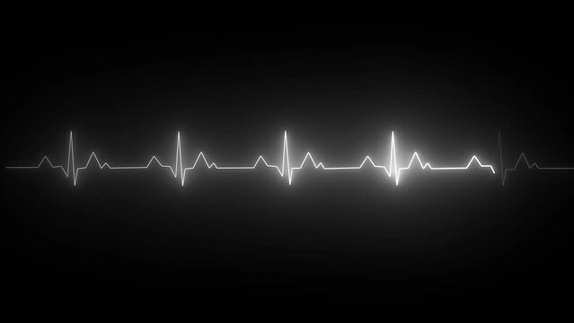 Abstract neon heartbeat signal icon animation background .