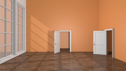 Empty room with Wall Background. 3D illustration, 3D rendering	
