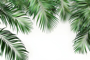 Fototapeta na wymiar Lush Palm Leaves on White Background, Tropical Foliage Cut Out, 3D Rendering