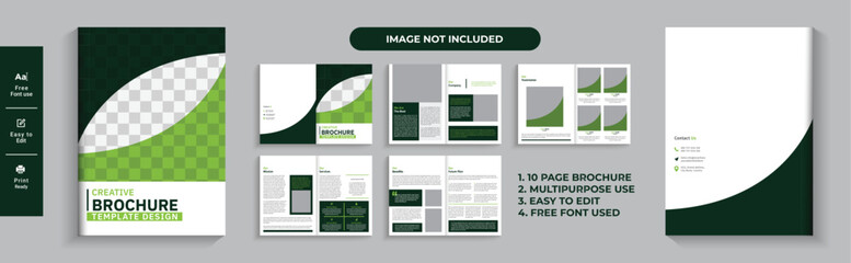 Fototapeta premium Brochure template layout design, minimalist brochure, multipage business brochure template, Multipurpose template with cover, annual report, corporate company profile, editable template, 