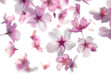 Fototapeta na wymiar Blurry Cherry Blossoms in Flight