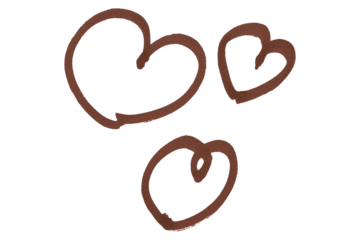 Brown hearts isolated on transparent background.