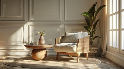 armchair and coffee table