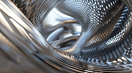 Abstract silver metal tunnel. 3D rendering.