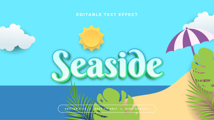 Fototapeta premium Colorful seaside 3d editable text effect - font style