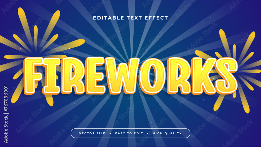 Wall mural blue and yellow firework 3d editable text effect - font style