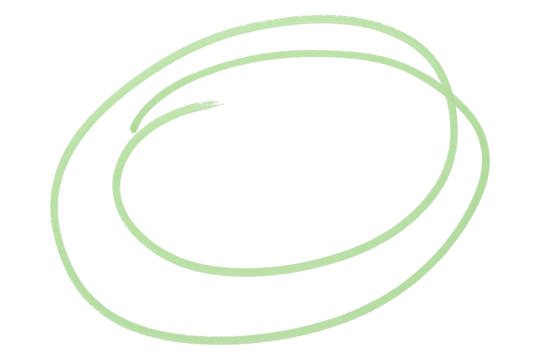 Green round brush isolated on transparent background.