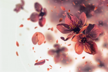 Blurry Petals in Flight on Clear Background