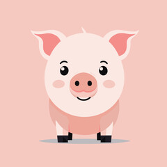 Cute pig cartoon illustration vector art