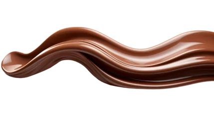 Wandcirkels aluminium 3d render twisted flowing chocolate, isolated on transparent background © Mizangraphics2046