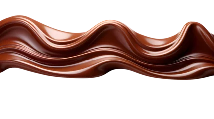 Foto auf Acrylglas 3d render twisted flowing chocolate, isolated on transparent background © Mizangraphics2046