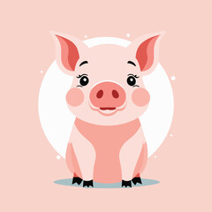Fototapeta premium Cute pig cartoon illustration vector art