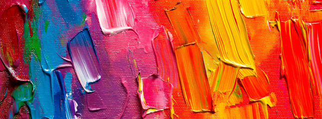 Colorful Oil Painting, Canvas, Paints. Horizontal Textured Rough Garage