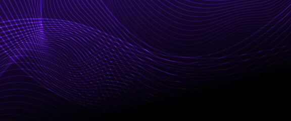 Purple violet and black dark vector 3D technology futuristic glow with line shapes banner. Suit for cover, poster, banner, brochure, header, website vector