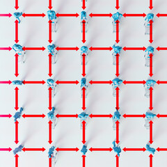 Fototapeta premium Abstract Representation of Consumer Behavior with Blue Figures in Motion