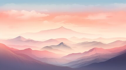 A serene mountain sunrise gradient, with soft pastel pinks and blues melting into golden hues, providing a peaceful backdrop for graphic resources and illustrations.