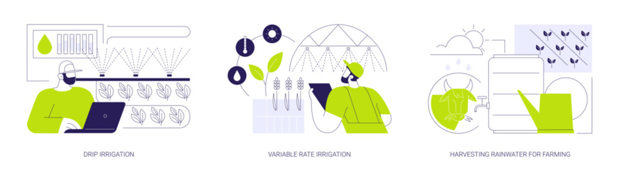 Precision irrigation abstract concept vector illustrations.