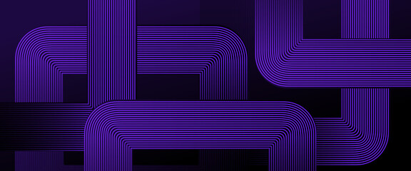 Purple violet and black dark vector abstract modern and simple banner with glow 3D futuristic line. Suit for cover, poster, banner, brochure, header, website vector