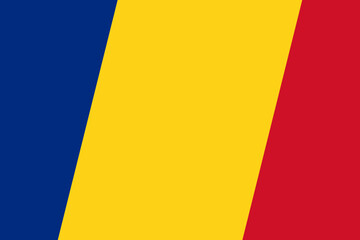 Romania flag - rectangular cutout of rotated vector flag.