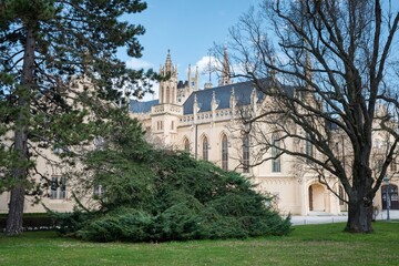 Looking at the Lednice Castle, Czech Republic